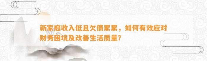 新家庭收入低且欠债累累，如何有效应对财务困境及改善生活质量？