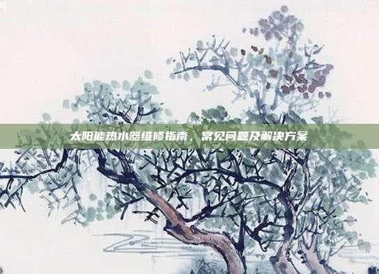 太阳能热水器维修指南，常见问题及解决方案