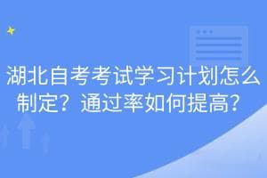 湖北自考考试学习计划怎么制定？通过率如何提高？