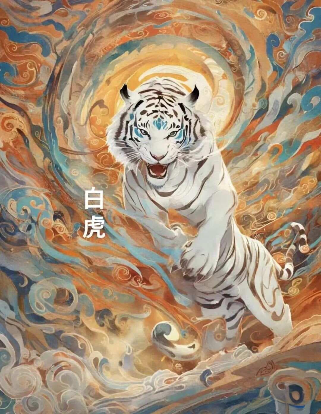 中国传统纹样四神纹之——白虎纹
