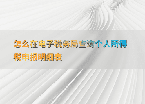 怎么在电子税务局查询个人所得税申报明细表
