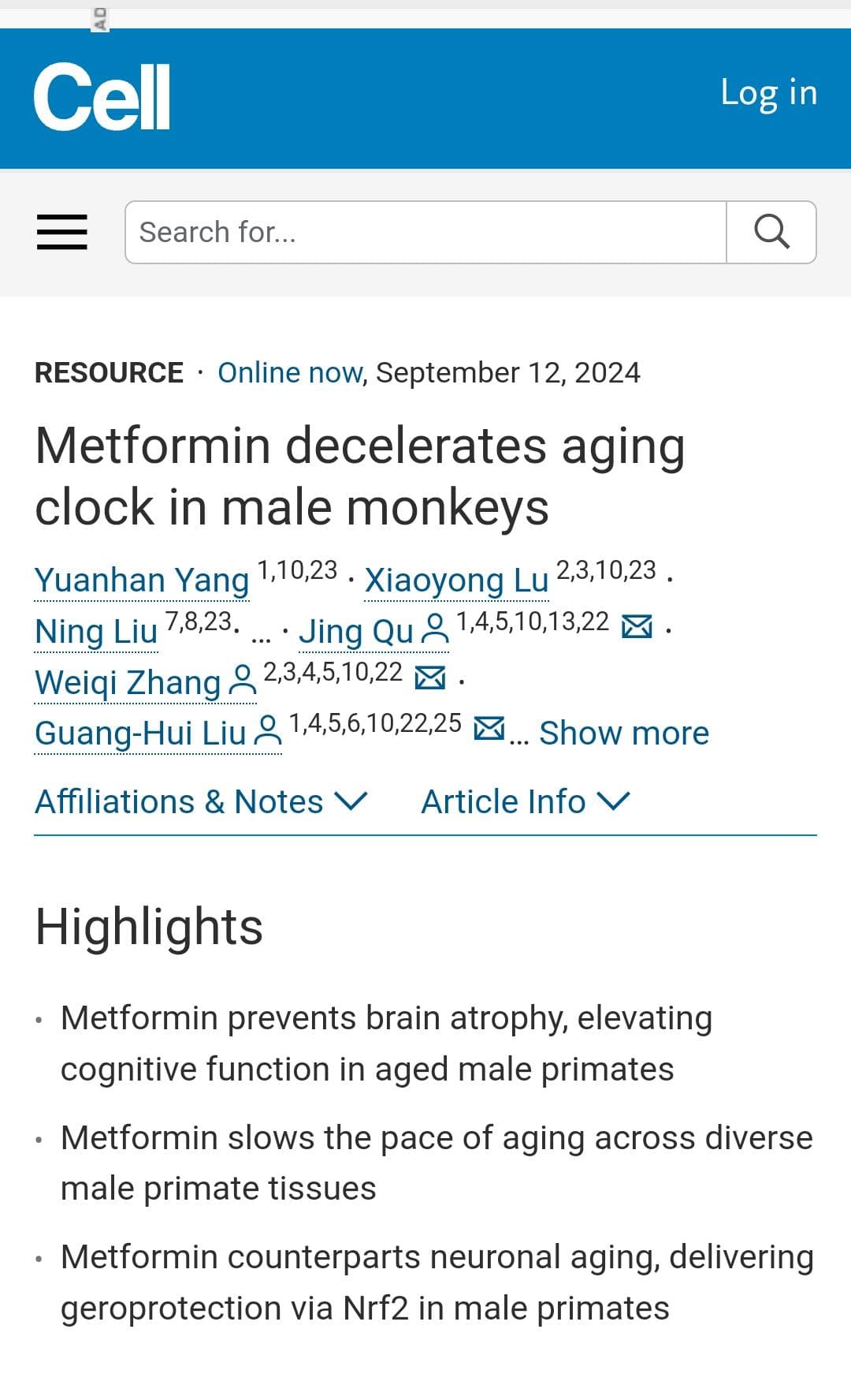 “百年老药”延缓灵长类衰老的机制揭开