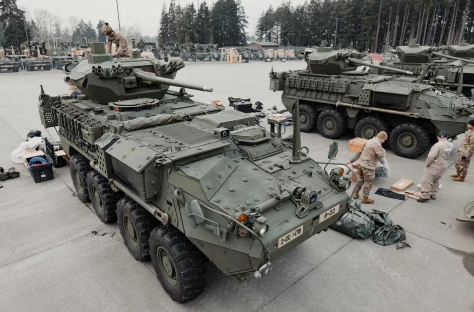 美国陆军使用新型M1304 ICVVA1斯特赖克步兵战车增强步兵师的火力