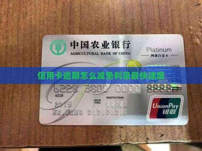信用卡逾期怎么减免利息最快速度