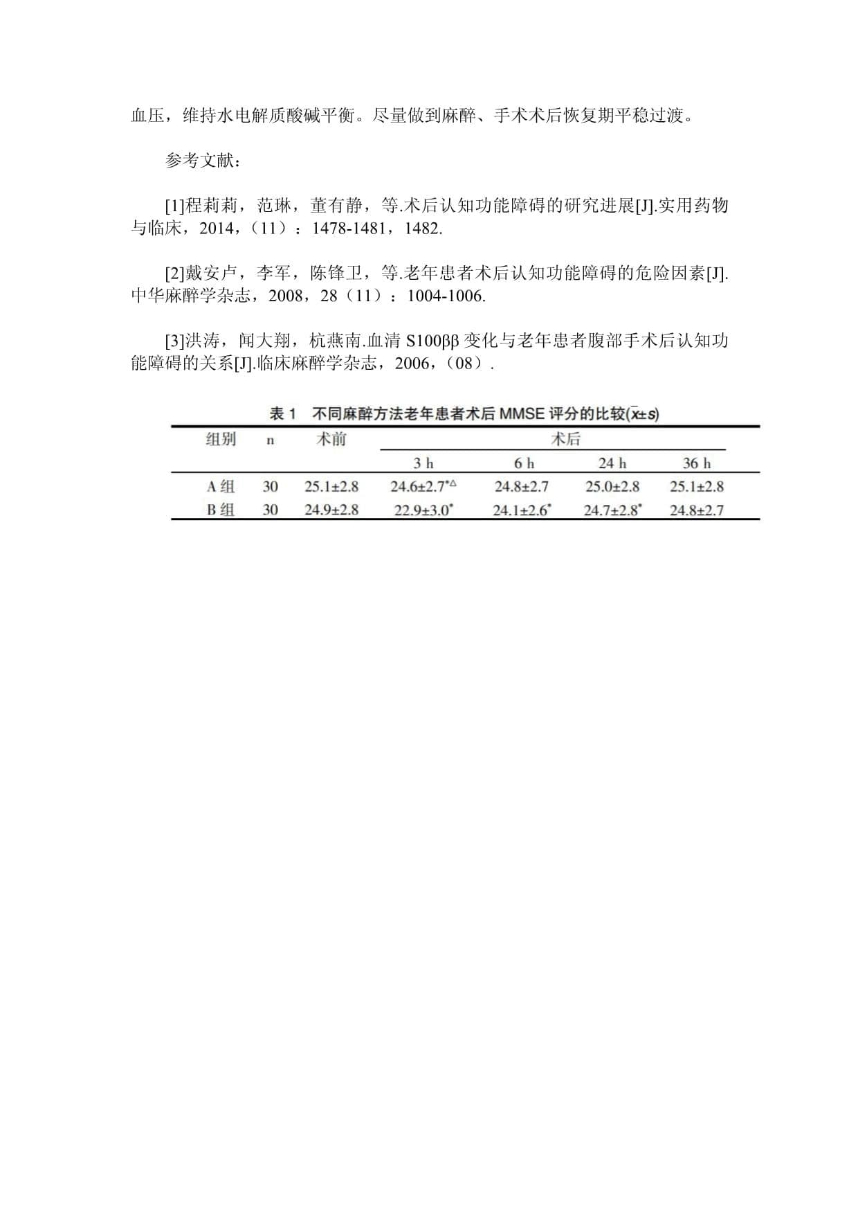 不同麻醉方法对老年创伤患者术后认知功能的影响