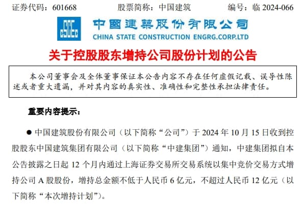 央企大额增持回购频现！中国建筑、中国能建、招商系之后会是哪一家？