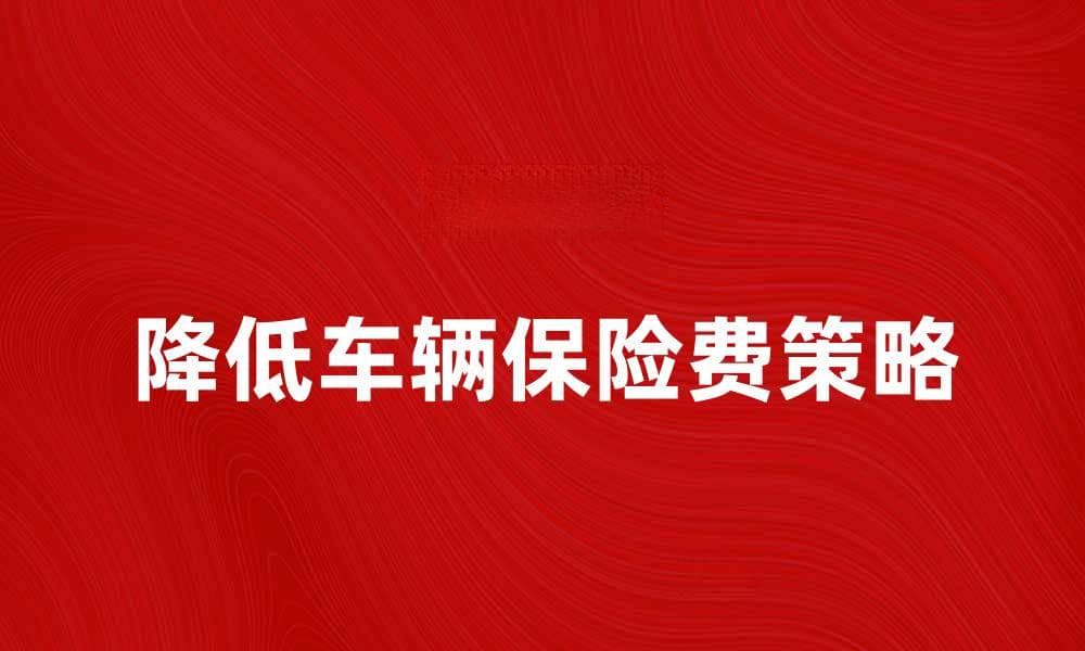 如何降低车辆保险费的有效策略与建议