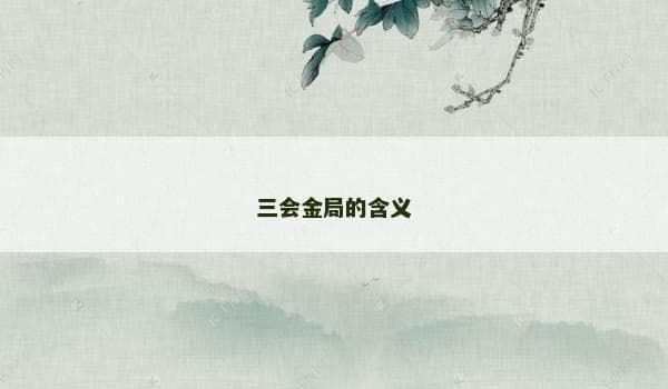 三会金局的含义