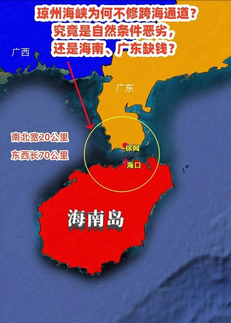 沟通广东和海南的琼州海峡，为何至今没有跨海大桥或隧道？