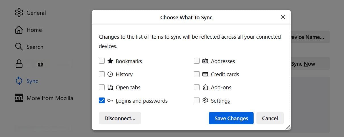如何管理我的Firefox Sync账户？