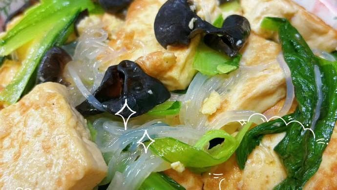 小白菜炖豆腐--低油低脂
