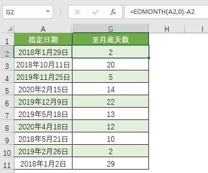 Excel技巧：快速算出指定日期到月底的剩余天数