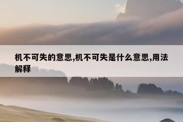 机不可失的意思及用法