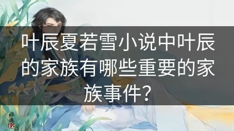 《叶辰夏若雪》中叶氏家族的重要事件与意义