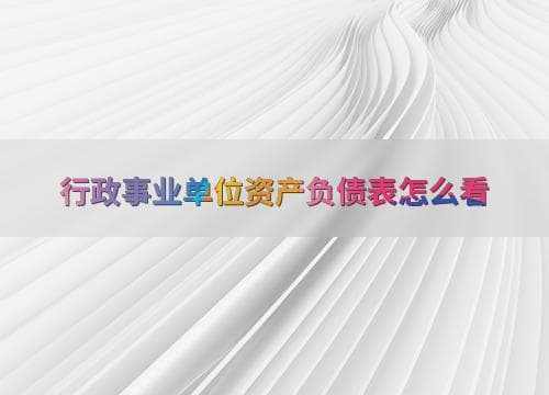 行政事业单位资产负债表怎么看