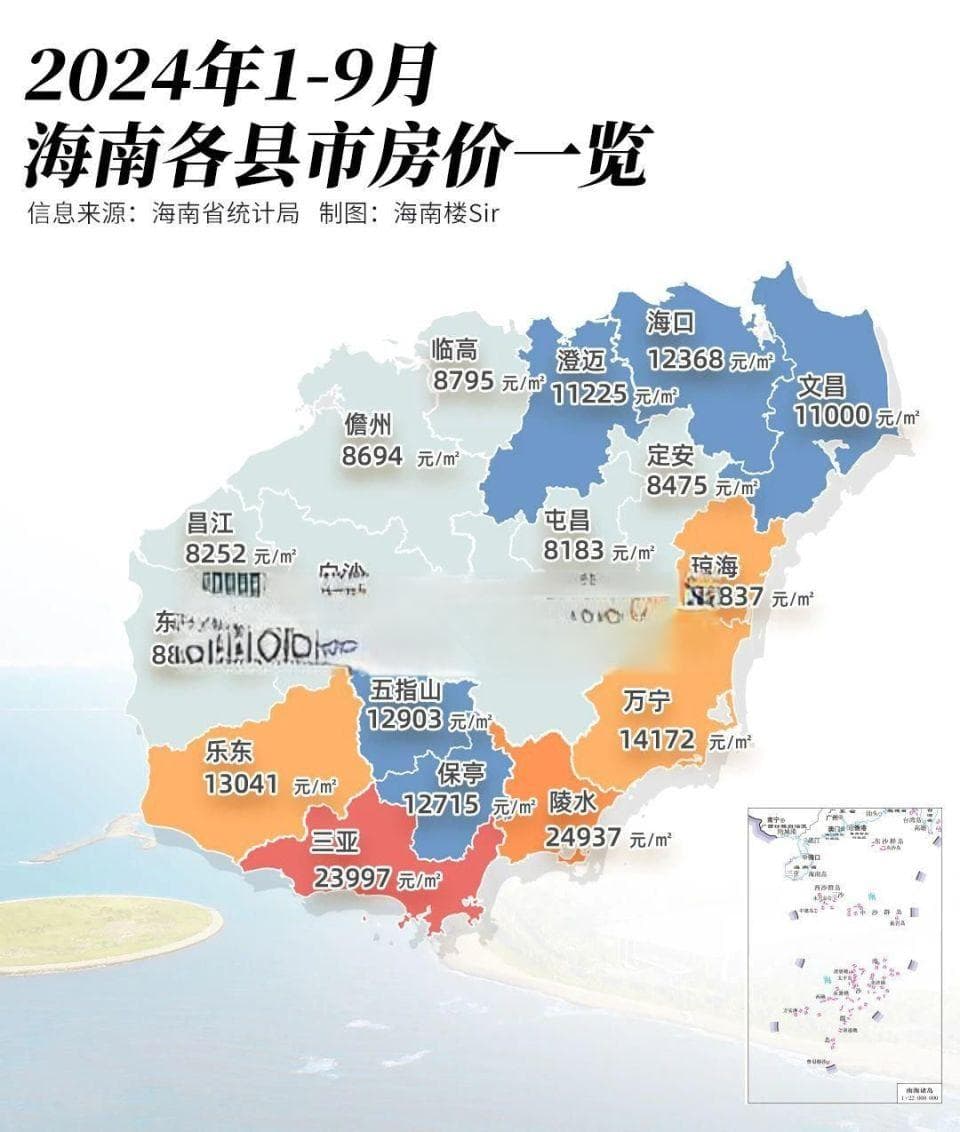 2024年海南房价地图：海口三亚房价下跌，海南人花2.76亿买彩票