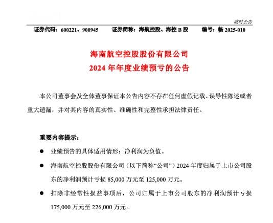 汇兑损失致海航控股业绩预亏 租售9架飞机、闲置房产优化资产以增收