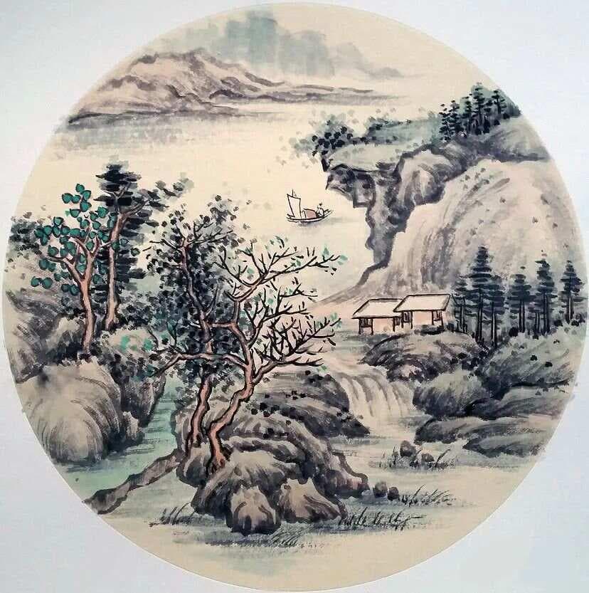16步解锁山水秘境！零基础学画写意小品《闲赏溪山乐悠然》