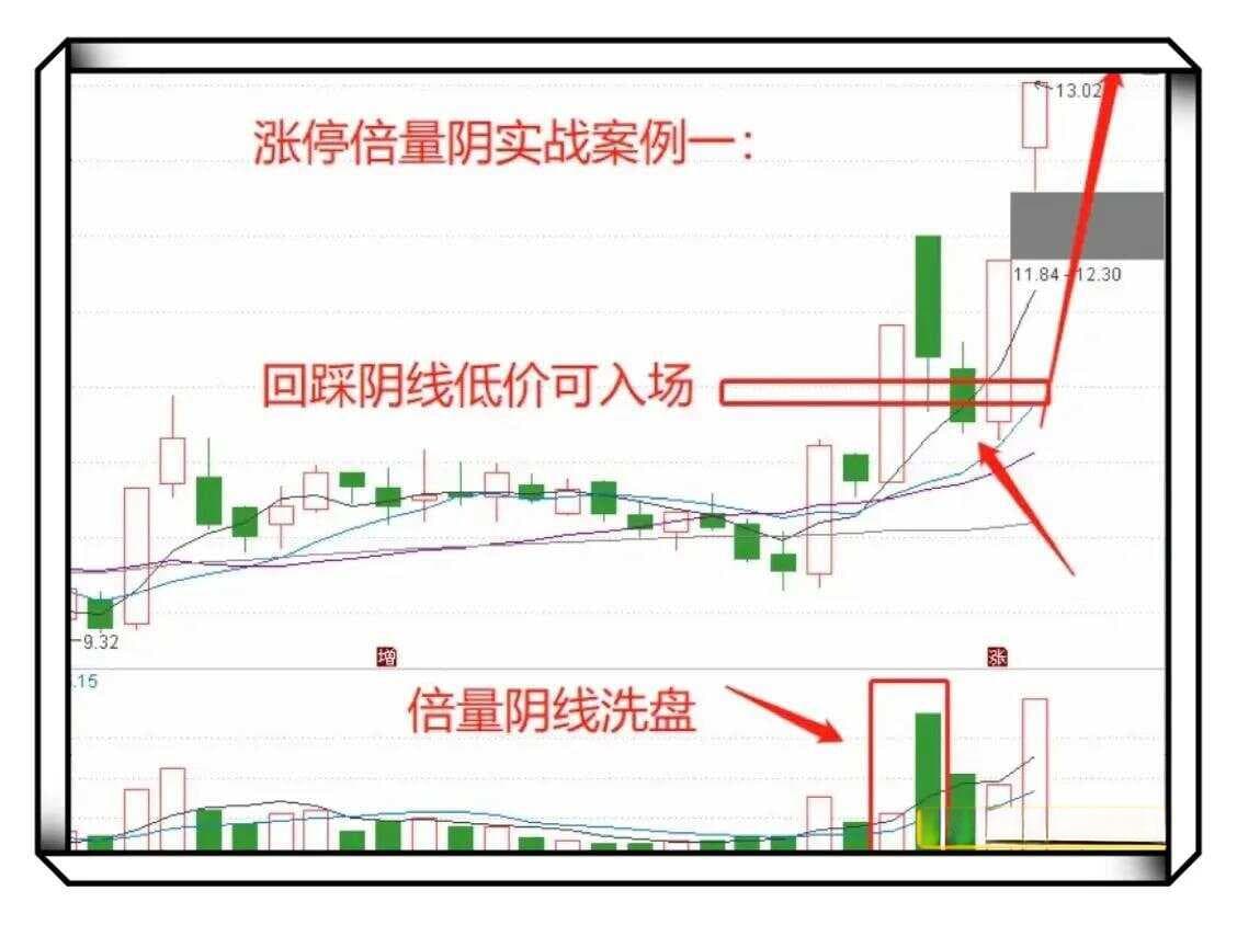 股票技术分析：如何识别"涨停倍量阴"形态