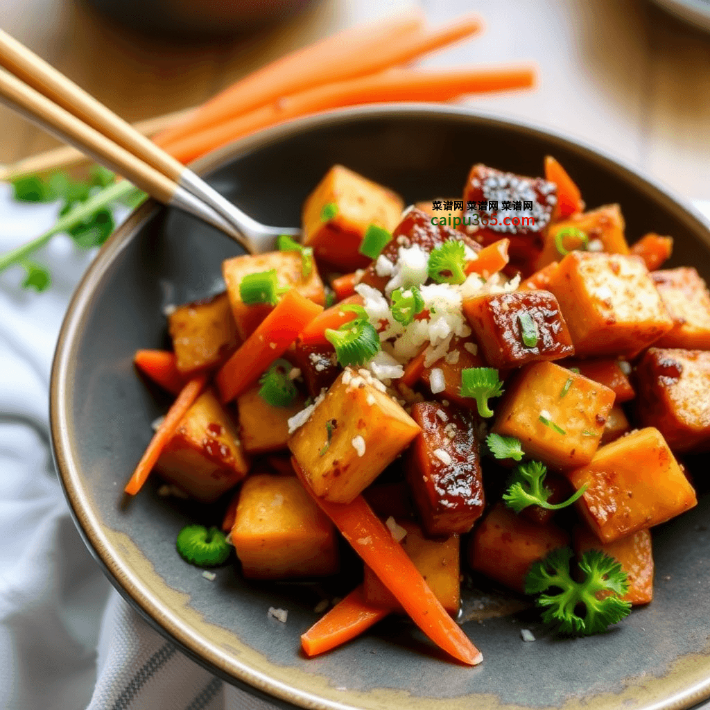 红萝卜炒脆豆腐：一道四季皆宜的家常美味