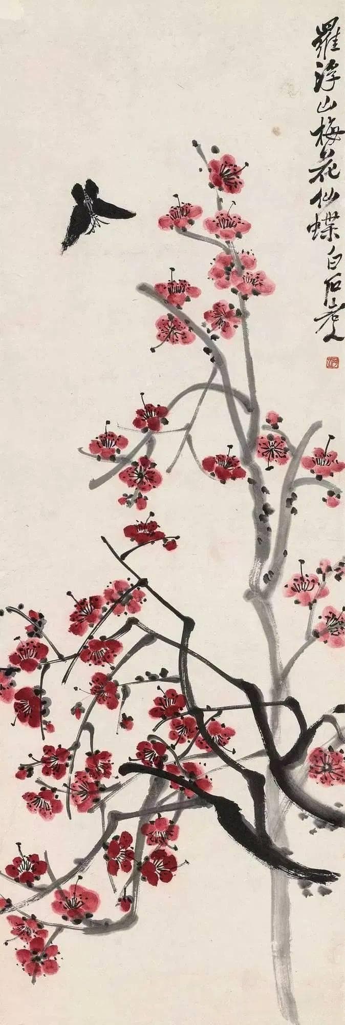 国画梅花之美：笔墨传情，意境深远