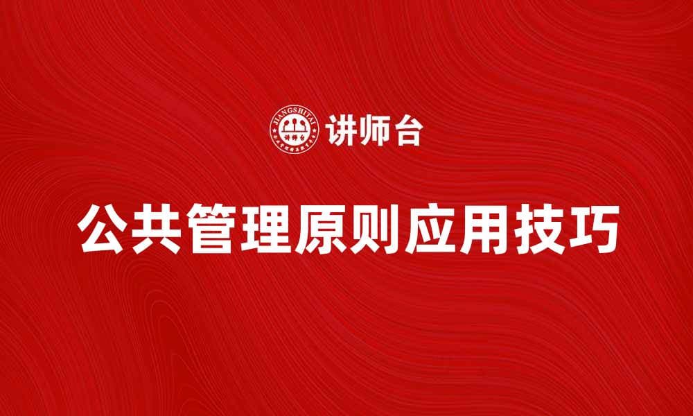 探索公共管理原则的核心价值与应用技巧