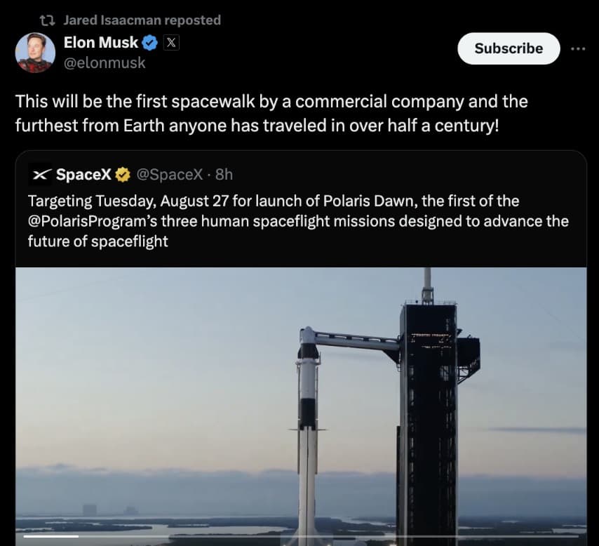 SpaceX下周开启首次商业太空行走 A股太空经济概念板块活跃