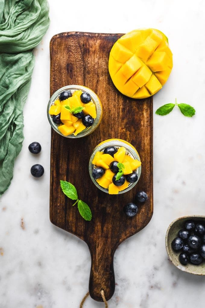 芒果奇亚籽布丁 (6 样食材!) Mango Chia Pudding