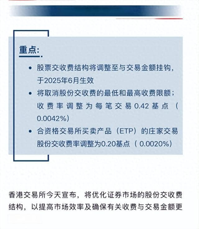 港交所调整证券交易费率，取消限额并优化结构