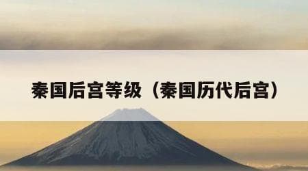 秦国后宫等级制度详解：从皇后到少使的八个等级