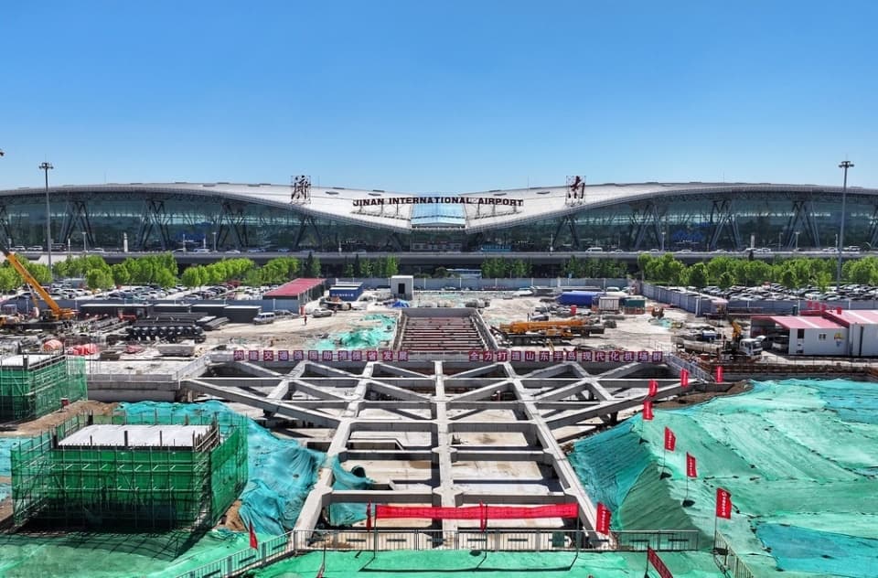 济南机场二期航站区建设全面提速，已做好与地铁接驳准备