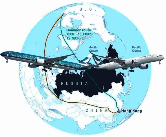 国泰航空重启极地航线，中国航司获跨俄飞行“豁免”