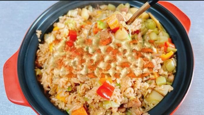 碎鸡腿豆角焖饭