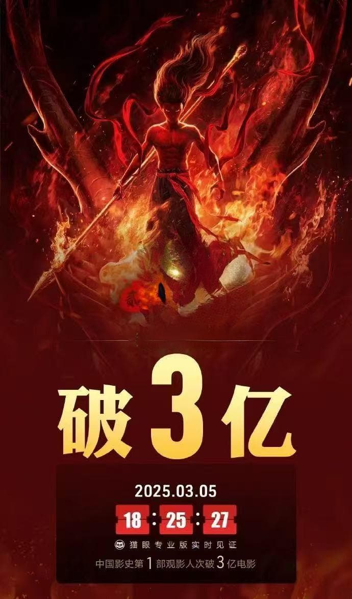 《哪吒2》票房气势如虹，纪录频破，英皇杨受成：相信可以冲进全球票房前5