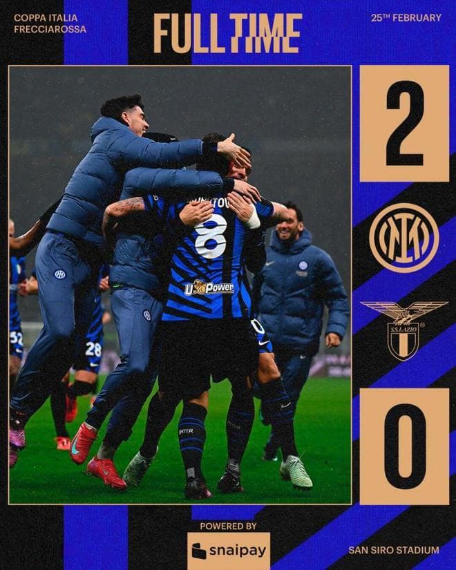 进意杯四强！国米2-0拉齐奥将战米兰 阿瑙凌空世界波恰20点射