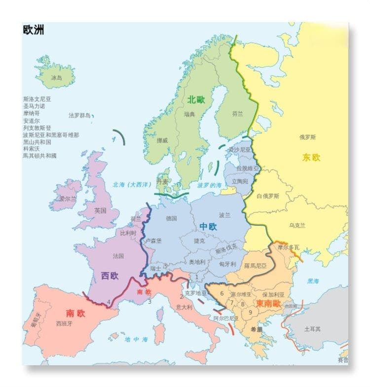 欧洲有多少个国家？欧洲有哪些国家组成？欧洲国家分布地图
