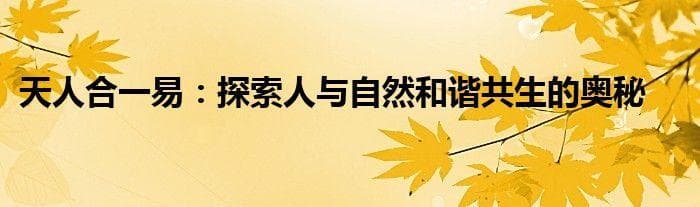天人合一：探索人与自然和谐共生的奥秘
