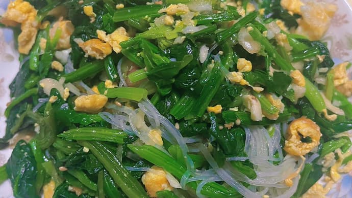 冬天的减脂选择—-拌菠菜粉丝鸡蛋