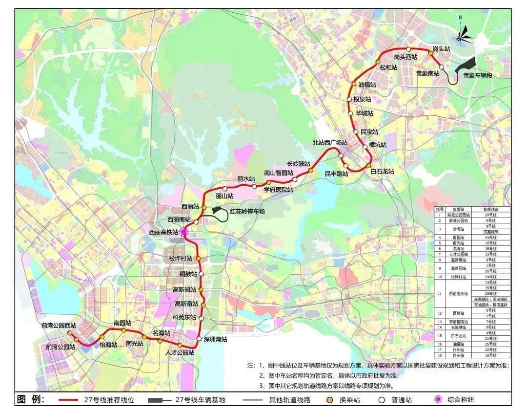 深圳地铁27号线一期最新建设进展：2028年建成，设21座车站
