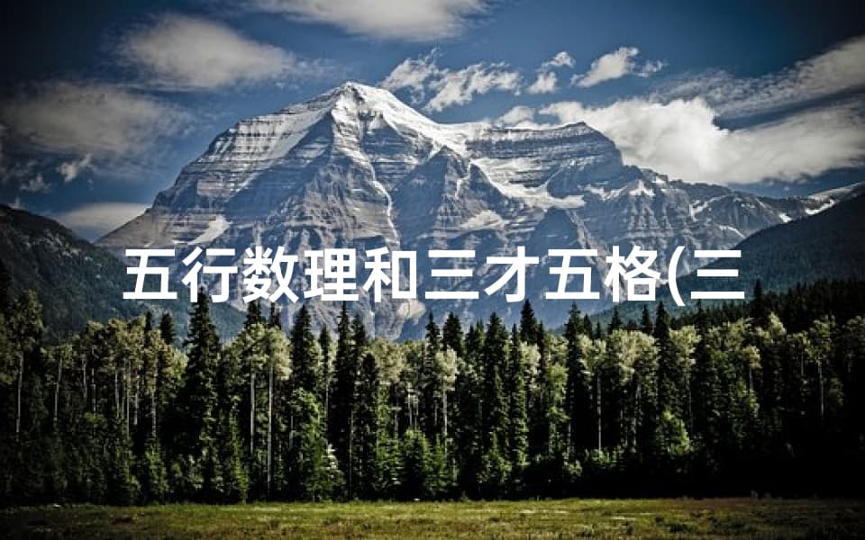 五行数理和三才五格：姓名学中的玄妙智慧