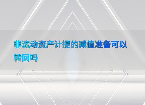 非流动资产计提的减值准备可以转回吗
