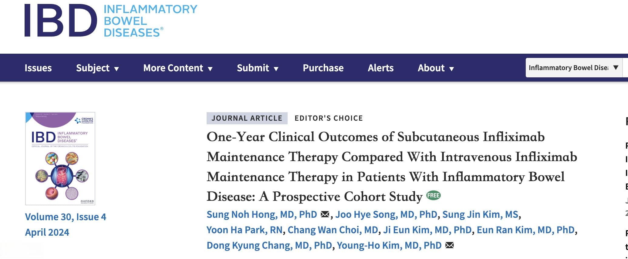 IBD：皮下注射与静脉注射英夫利昔单抗维持治疗炎症性肠病患者的1年临床结果比较