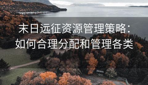 末日远征资源管理策略：如何合理分配和管理各类资源？