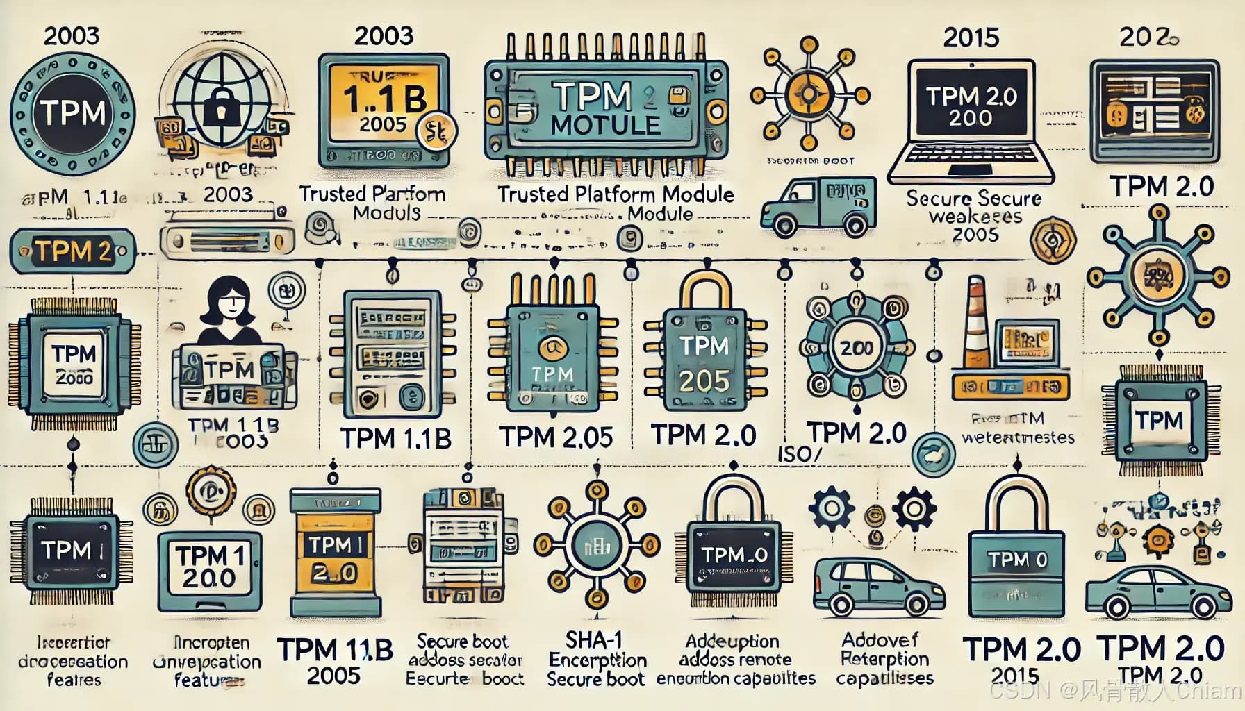 TPM（可信平台模块）发展历程：从1.1b到2.0的技术演进
