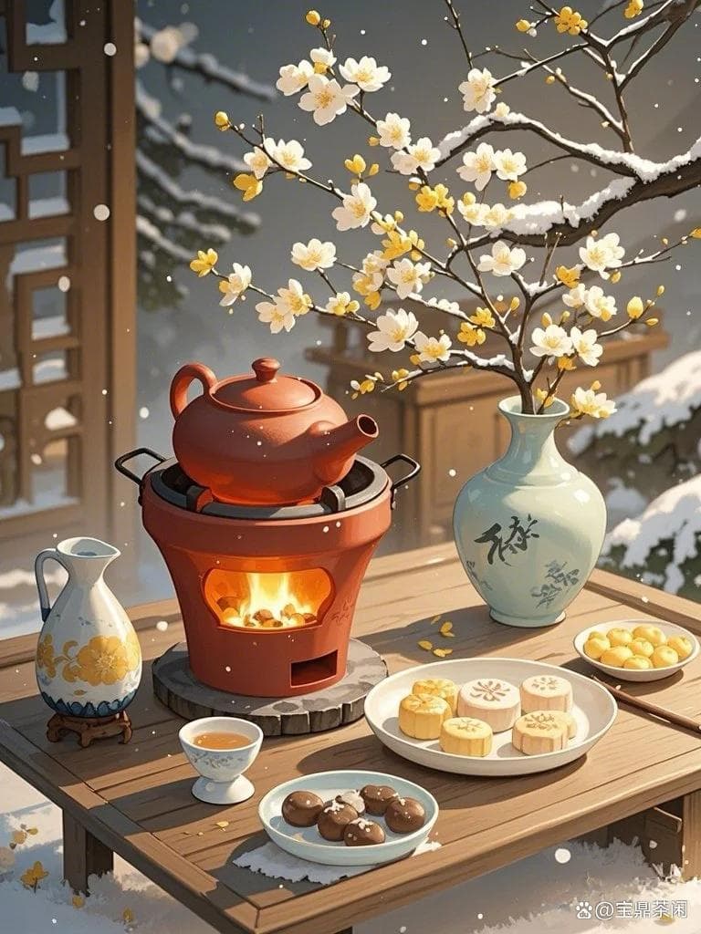 六首围炉煮茶古诗，感受古人冬日惬意：晚来天欲雪，能饮一杯无