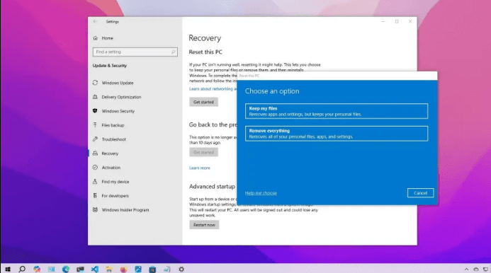 如何重置 Windows 10 保留文件