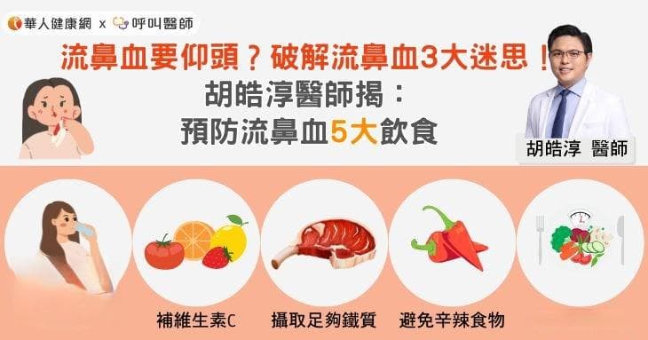 流鼻血要仰頭？破解流鼻血3大迷思！胡皓淳醫師揭：預防流鼻血5大飲食