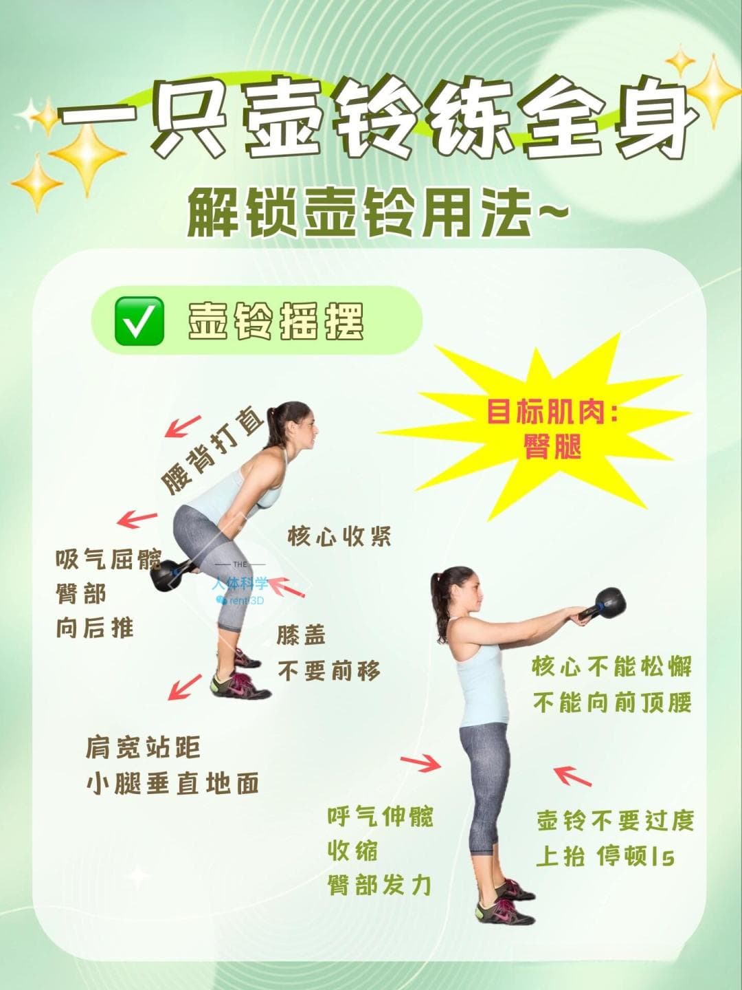 【科学健身】一只壶铃练全身，解锁壶铃全部用法！