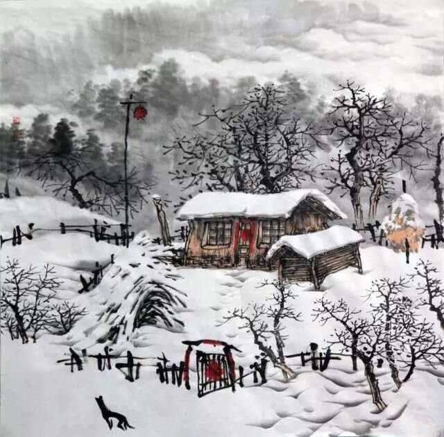 如何创作诗意山水画？让我们看看赵春秋老师的《风雪夜归人》