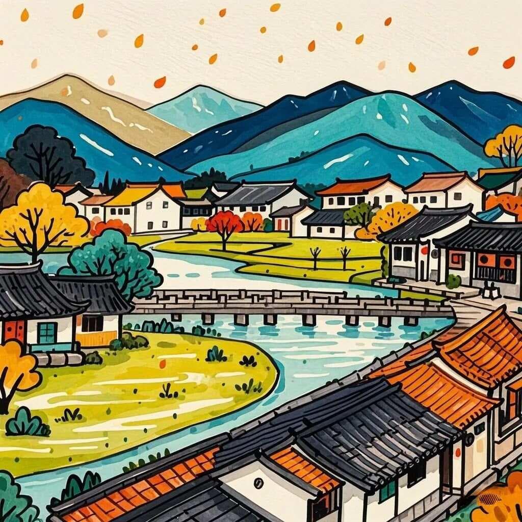 马克笔秋天风景绘画，好看又有国风，家长们必备范画！收藏不后悔~（附马克笔技巧）
